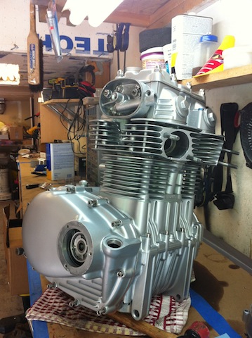 Engine fully assembled, timed, adjusted and sealed up, ready to go in.