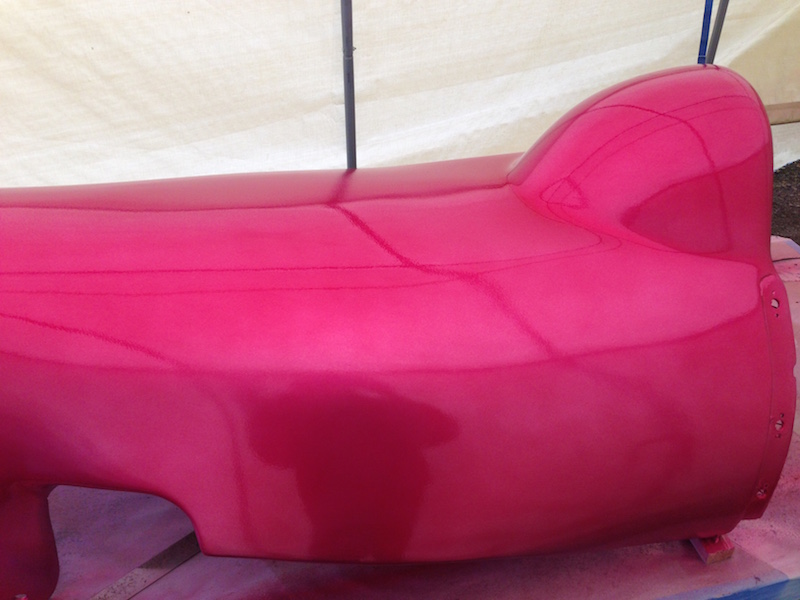 First coats of red midcoat looks pink